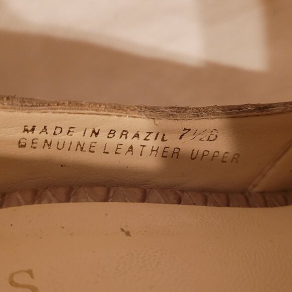 Talbots Gold Snake Skin Open Toe Leather 4 inch Heels size 7 1/2 - Picture 7 of 7